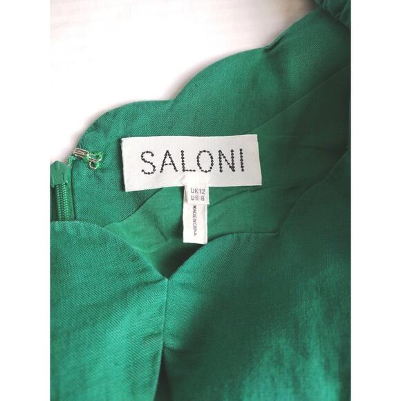 SALONI Emerald Green Scalloped Midi Dress - Picture 6 of 7